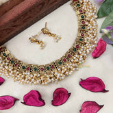 Vriksham Unique Gold Look Pearls Style Choker Neckpiece-Green Red-G20386